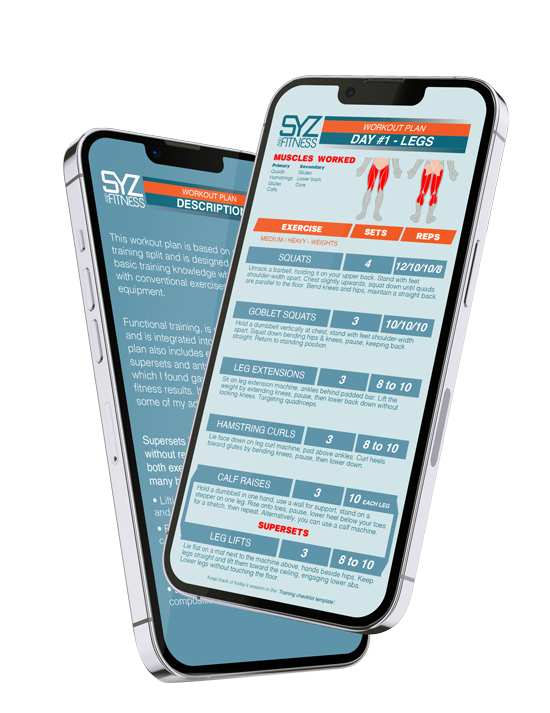 The workout plan on a smartphone