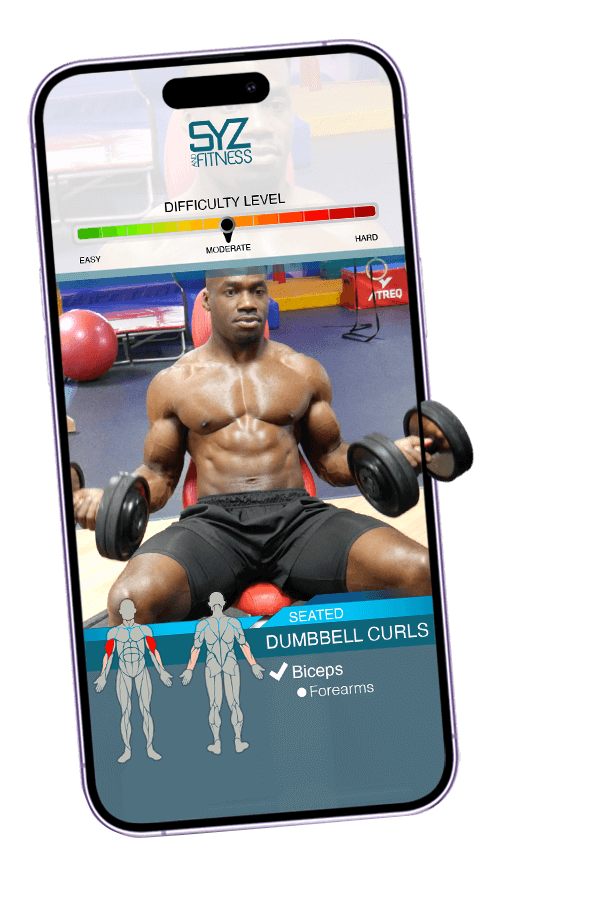A Syz and Fitness workout on a phone
